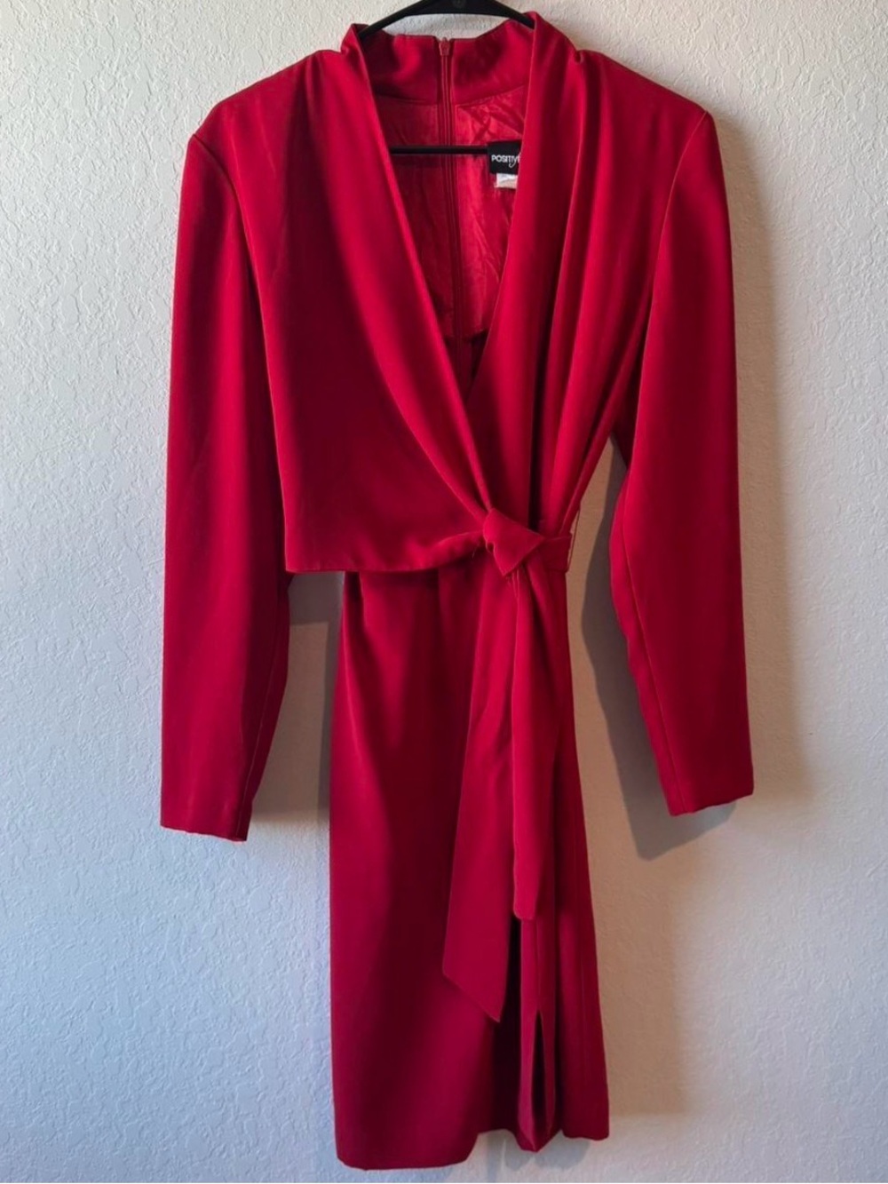 Positive Attitude Red Long Sleeve Wrap Dress